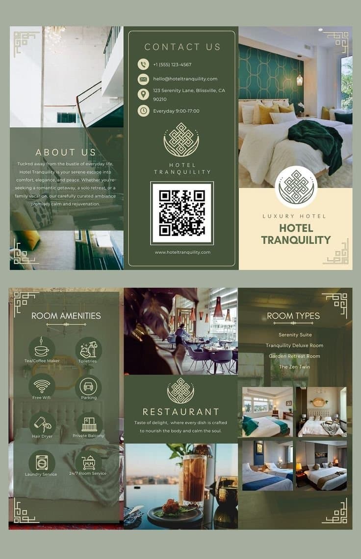 Diseño de tríptico para Hotel Tranquility